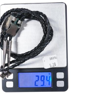 Vintage Bev Etsate Zuni sterling silver raised inlay sunface bolo tie - Estate Fresh Austin