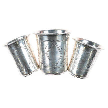 3 Antique Russian 84 Silver Shot glasses Kiddush Cup Sterling - Estate Fresh Austin