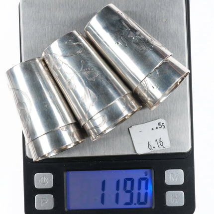 6 Antique Russian 84 Silver Shot glasses Kiddush Cup hand engraved Sterling - Estate Fresh Austin