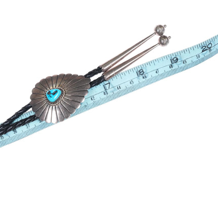 Vintage M Spencer Navajo sterling silver and turquoise bolo tie - Estate Fresh Austin