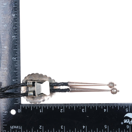 Vintage M Spencer Navajo sterling silver and turquoise bolo tie - Estate Fresh Austin