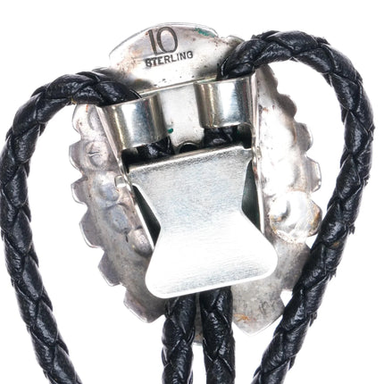 Vintage IO Navajo sterling silver and malachite bolo tie - Estate Fresh Austin