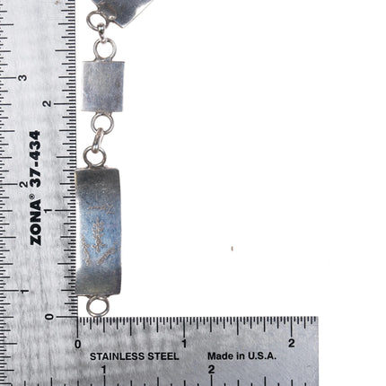 7.75" Desiree Mayes Zuni sterling silver flush inlay turquoise link bracelet - Estate Fresh Austin