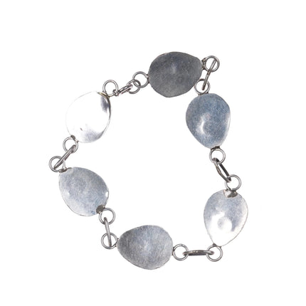 7.25" Vintage Navajo sterling silver turquoise bear paw shadowbox link bracelet - Estate Fresh Austin