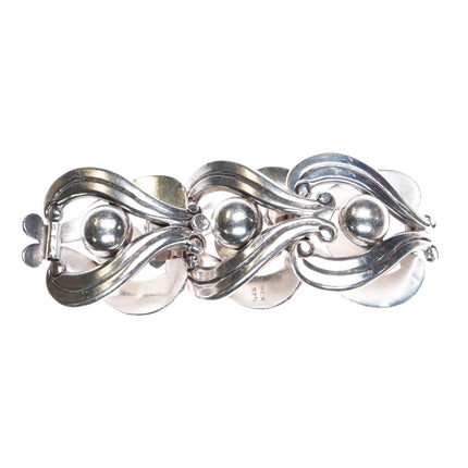 7" Vintage Mexican Modernist sterling silver link bracelet art deco MCM - Estate Fresh Austin