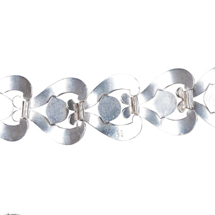 7" Vintage Mexican Modernist sterling silver link bracelet art deco MCM - Estate Fresh Austin