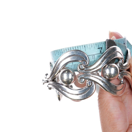 7" Vintage Mexican Modernist sterling silver link bracelet art deco MCM - Estate Fresh Austin