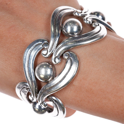 7" Vintage Mexican Modernist sterling silver link bracelet art deco MCM - Estate Fresh Austin