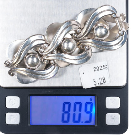 7" Vintage Mexican Modernist sterling silver link bracelet art deco MCM - Estate Fresh Austin