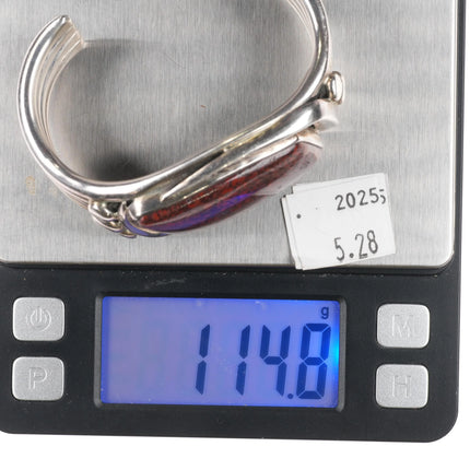 6.25" Orville Tsinnie Navajo GemBone Dinosaur Bone Sterling silver cuff bracelet - Estate Fresh Austin