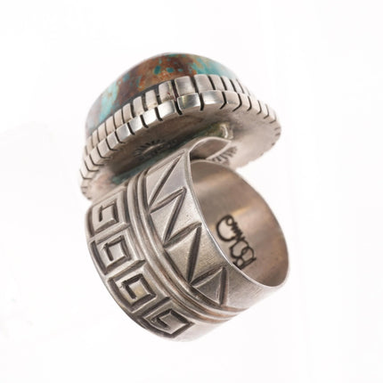 sz9.5-Adjustabe Tony Chino Acoma Nevada turquoise sterling silver ring - Estate Fresh Austin