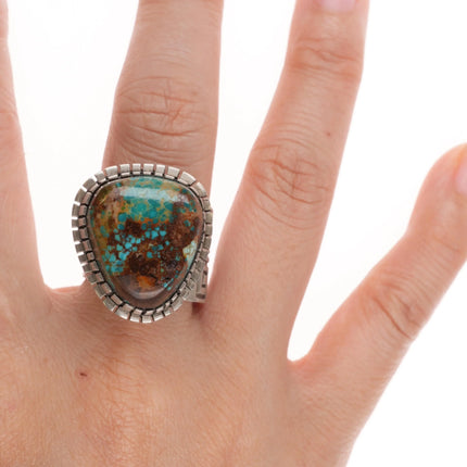 sz9.5-Adjustabe Tony Chino Acoma Nevada turquoise sterling silver ring - Estate Fresh Austin