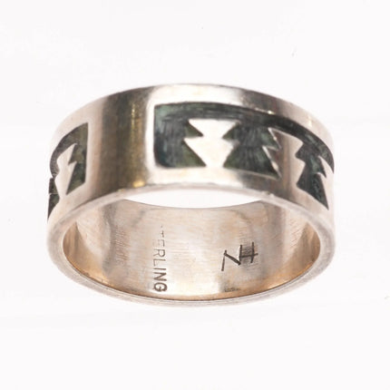sz6.75 Stephen Hyson Naseyoma Hopi Overlay band ring sterling silver - Estate Fresh Austin