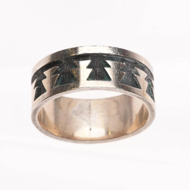 sz6.75 Stephen Hyson Naseyoma Hopi Overlay band ring sterling silver - Estate Fresh Austin