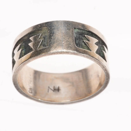 sz6.75 Stephen Hyson Naseyoma Hopi Overlay band ring sterling silver - Estate Fresh Austin