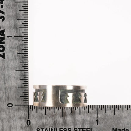 sz6.75 Stephen Hyson Naseyoma Hopi Overlay band ring sterling silver - Estate Fresh Austin