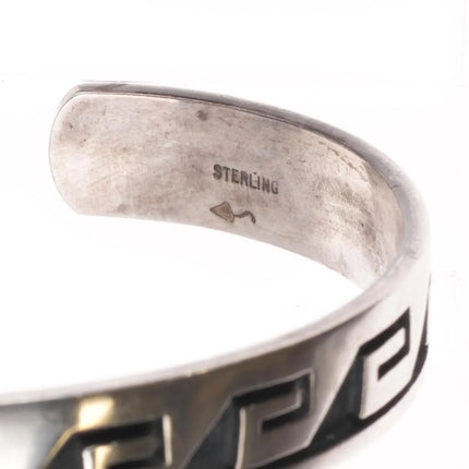 6.75" Norman Honie Jr Hopi overlay wave/water cuff bracelet sterling silver - Estate Fresh Austin
