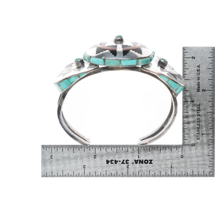 7" Wilford M. Begay Navajo sterling silver cuff bracelet with turquoise inlay - Estate Fresh Austin