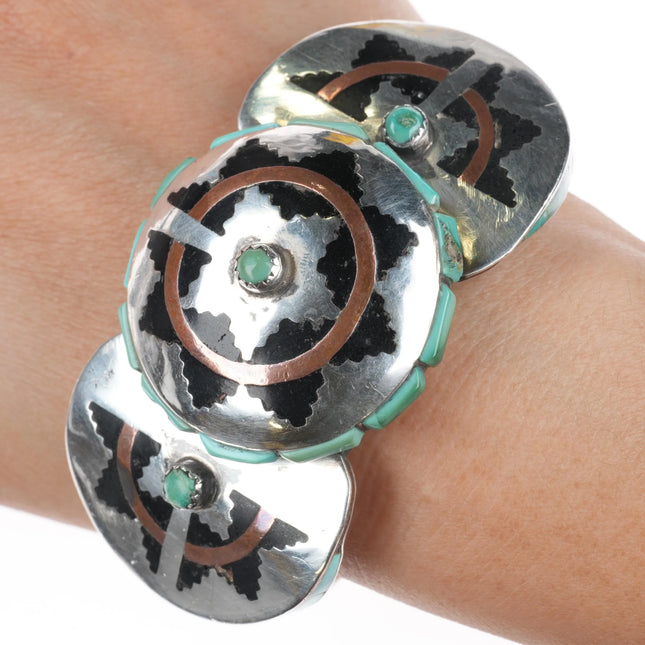 7" Wilford M. Begay Navajo sterling silver cuff bracelet with turquoise inlay - Estate Fresh Austin