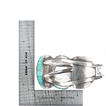 7" Wilford M. Begay Navajo sterling silver cuff bracelet with turquoise inlay - Estate Fresh Austin