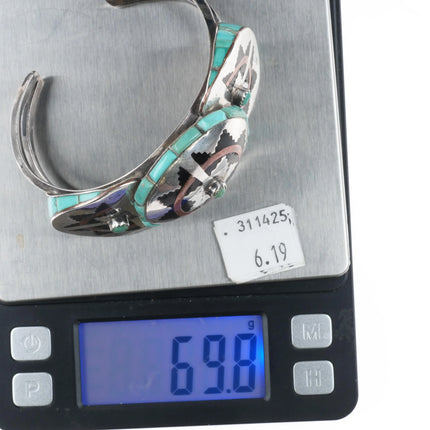 7" Wilford M. Begay Navajo sterling silver cuff bracelet with turquoise inlay - Estate Fresh Austin