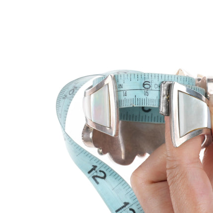 6.1" Bisbee Turquoise Dan Benally Navajo Modernist sterling silver cuff bracelet - Estate Fresh Austin