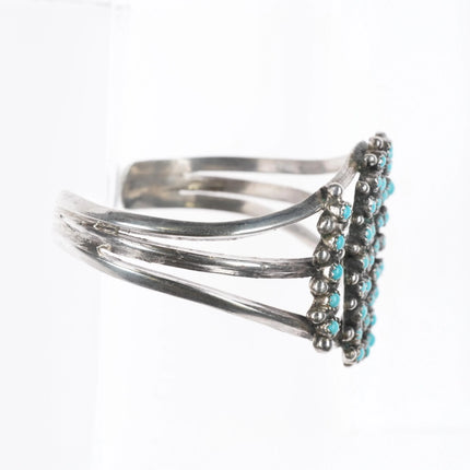 6" Vintage Zuni sterling silver snake eye turquoise cuff bracelet cluster - Estate Fresh Austin