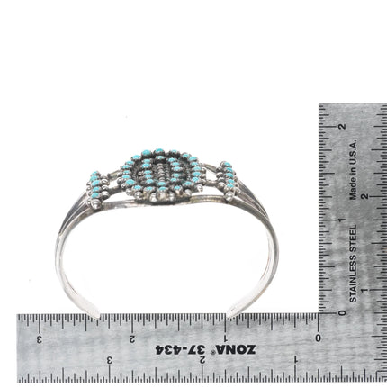 6" Vintage Zuni sterling silver snake eye turquoise cuff bracelet cluster - Estate Fresh Austin