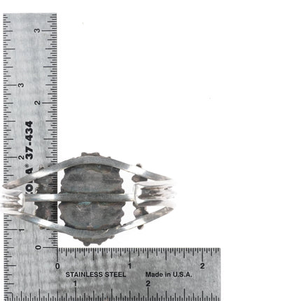 6" Vintage Zuni sterling silver snake eye turquoise cuff bracelet cluster - Estate Fresh Austin