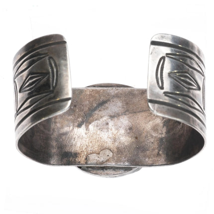 6.8" Navajo US dollar Coin silver wide band cuff bracelet hand chiseled sterling - Estate Fresh Austin