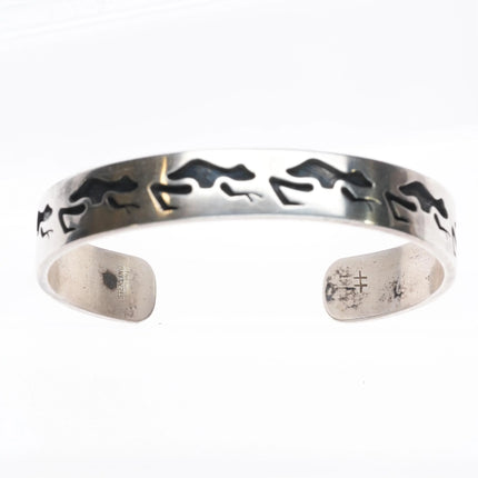 6.25" Eddison Wadsworth Hopi Overlay leaping frogs cuff bracelet sterling silver - Estate Fresh Austin