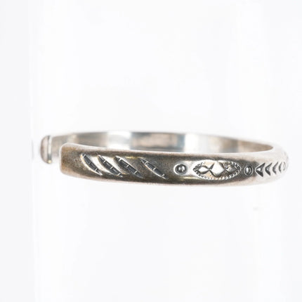 6.5" Sharon Cisco Navajo slim stacker hand stamped sterling silver cuff bracelet - Estate Fresh Austin