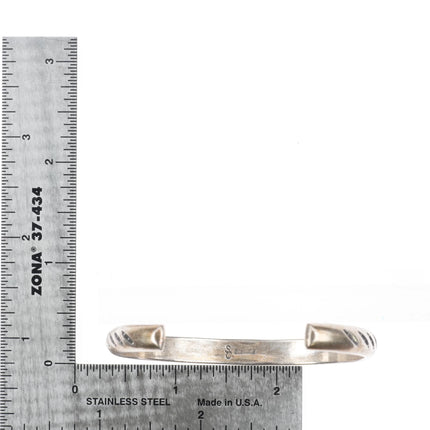 6.5" Sharon Cisco Navajo slim stacker hand stamped sterling silver cuff bracelet - Estate Fresh Austin