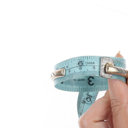 6.5" Sharon Cisco Navajo slim stacker hand stamped sterling silver cuff bracelet - Estate Fresh Austin