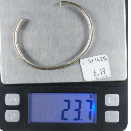 6.5" Sharon Cisco Navajo slim stacker hand stamped sterling silver cuff bracelet - Estate Fresh Austin