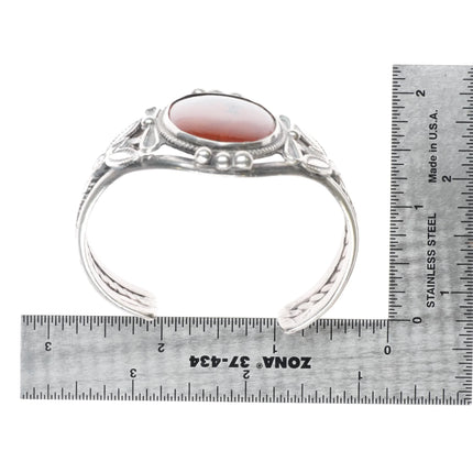 6.1" 40's-50's Navajo sterling silver petrified wood wide cuff bracelet - Estate Fresh Austin