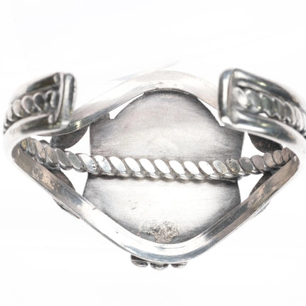 6.1" 40's-50's Navajo sterling silver petrified wood wide cuff bracelet - Estate Fresh Austin