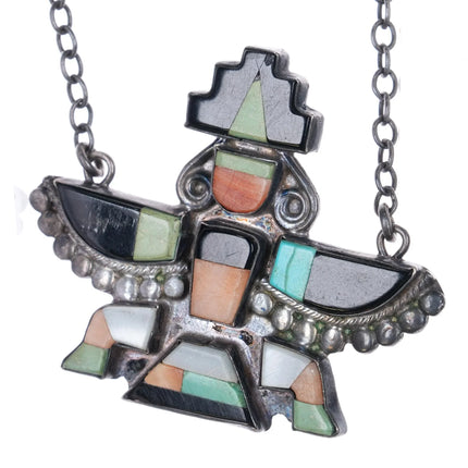 c1950 Zuni Knifewing sterling silver inlay tie bar/pin clip - Estate Fresh Austin