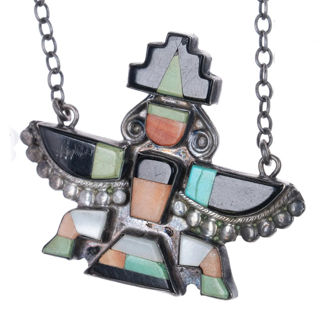 c1950 Zuni Knifewing sterling silver inlay tie bar/pin clip - Estate Fresh Austin