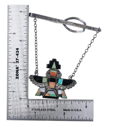 c1950 Zuni Knifewing sterling silver inlay tie bar/pin clip - Estate Fresh Austin