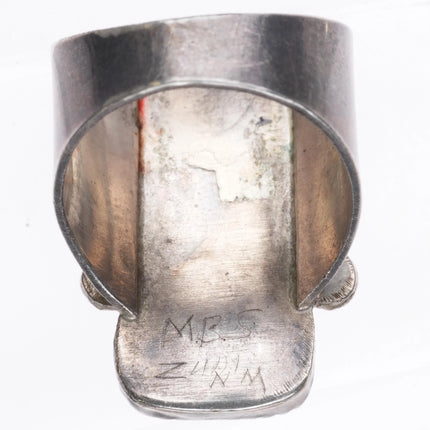 sz11.5 Mike Simplicio Zuni sterling silver Horse intarsia inlay turquoise ring - Estate Fresh Austin