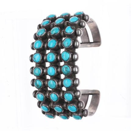 6.25" 30s-40's Zuni Oversized Snake Eye Turquoise cuff bracelet sterling silver - Estate Fresh Austin