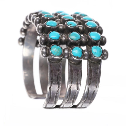 6.25" 30s-40's Zuni Oversized Snake Eye Turquoise cuff bracelet sterling silver - Estate Fresh Austin