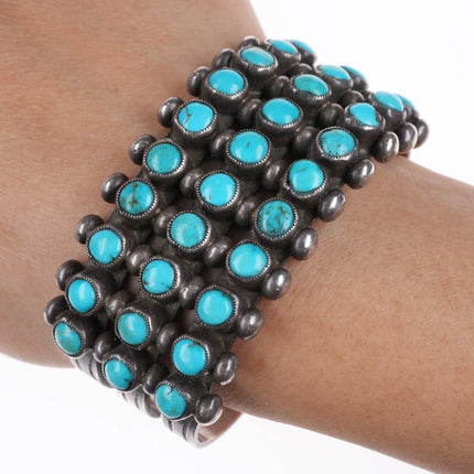 6.25" 30s-40's Zuni Oversized Snake Eye Turquoise cuff bracelet sterling silver - Estate Fresh Austin