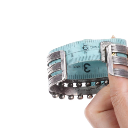 6.25" 30s-40's Zuni Oversized Snake Eye Turquoise cuff bracelet sterling silver - Estate Fresh Austin