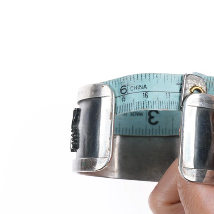 7" Vintage Navajo/Zuni inlay turquoise knifewing cuff bracelet sterling silver - Estate Fresh Austin