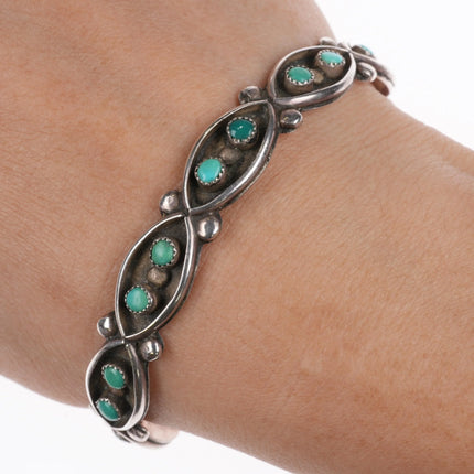 6.25" Vintage Zuni snake eye turquoise cuff bracelet sterling silver - Estate Fresh Austin