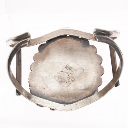 6.6" c1970's Navajo sterling silver turquoise chip inlay walnut cuff bracelet - Estate Fresh Austin