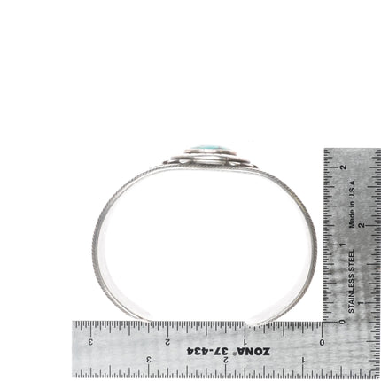 7.1" Heavy vintage Ingot silver southwest revival cuff bracelet with turquoise - Estate Fresh Austin