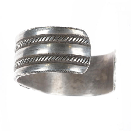 7.1" Heavy vintage Ingot silver southwest revival cuff bracelet with turquoise - Estate Fresh Austin